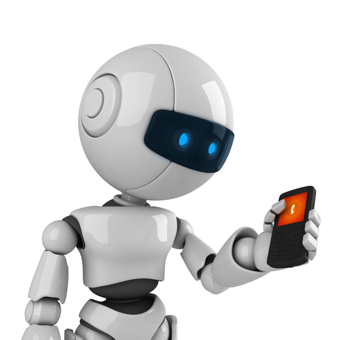 Robot holding a cell phone
